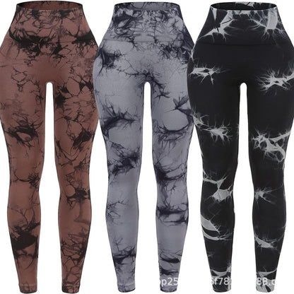 Damen Sportleggings mit hohem Bund und stylischem Marmormuster Stalluxe