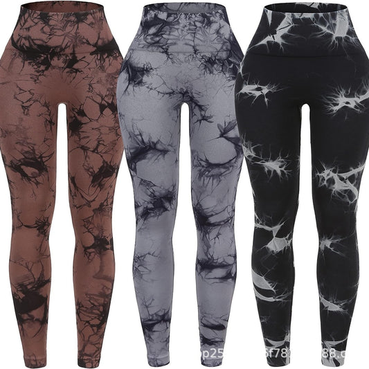 Damen Sportleggings mit hohem Bund und stylischem Marmormuster Stalluxe