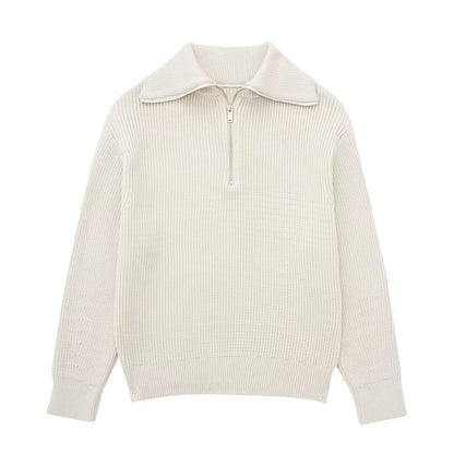 Damen Strickpullover mit hohem Kragen und Reißverschluss Stalluxe