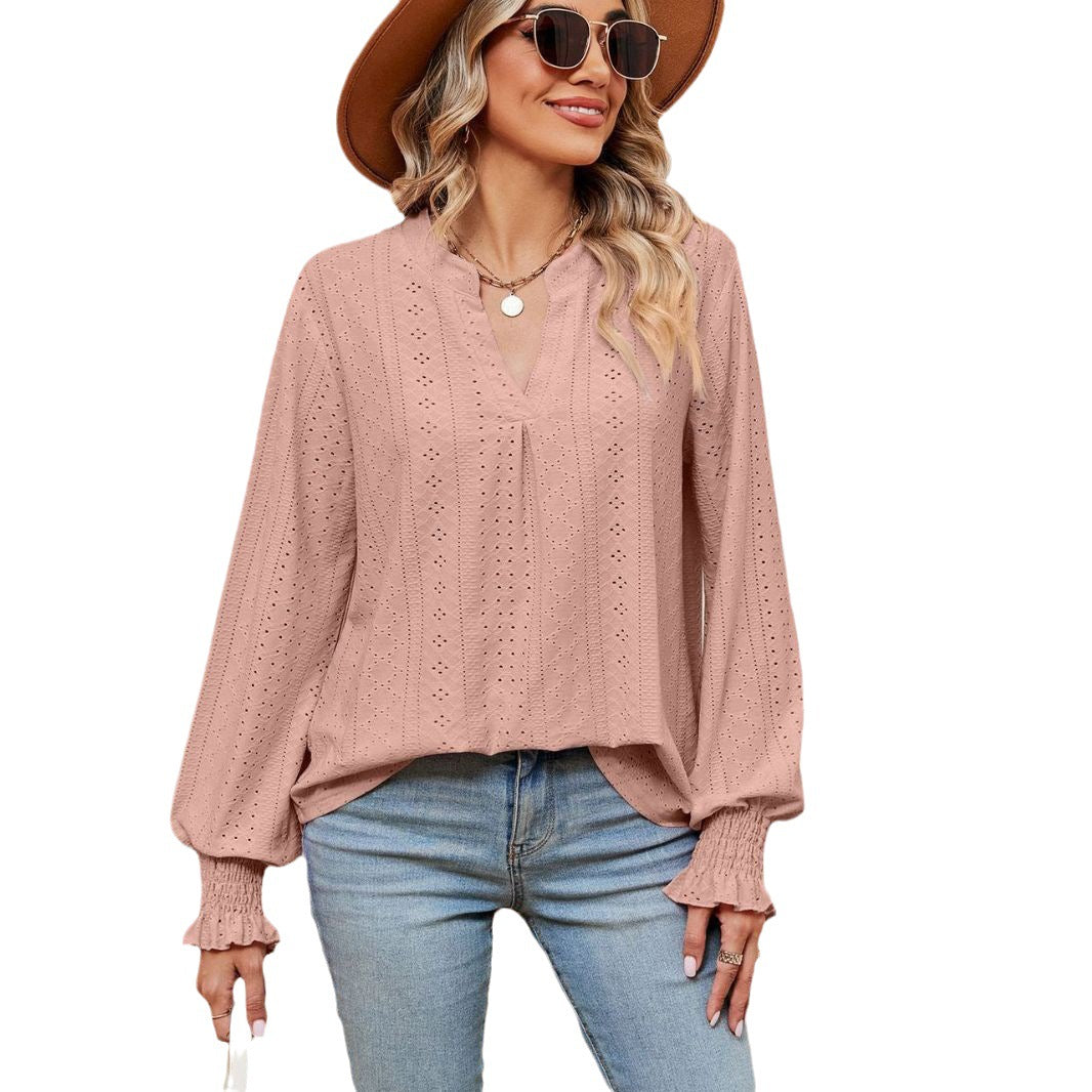 Damen Blusenshirt mit Lochmuster und eleganter Passform Stalluxe
