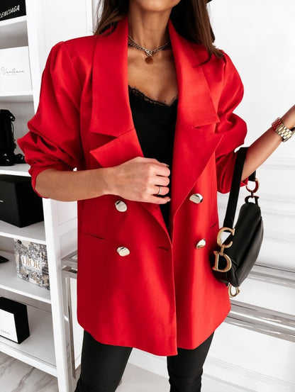 Damen eleganter Oversize-Blazer mit Taschen und Knopfdetails Stalluxe