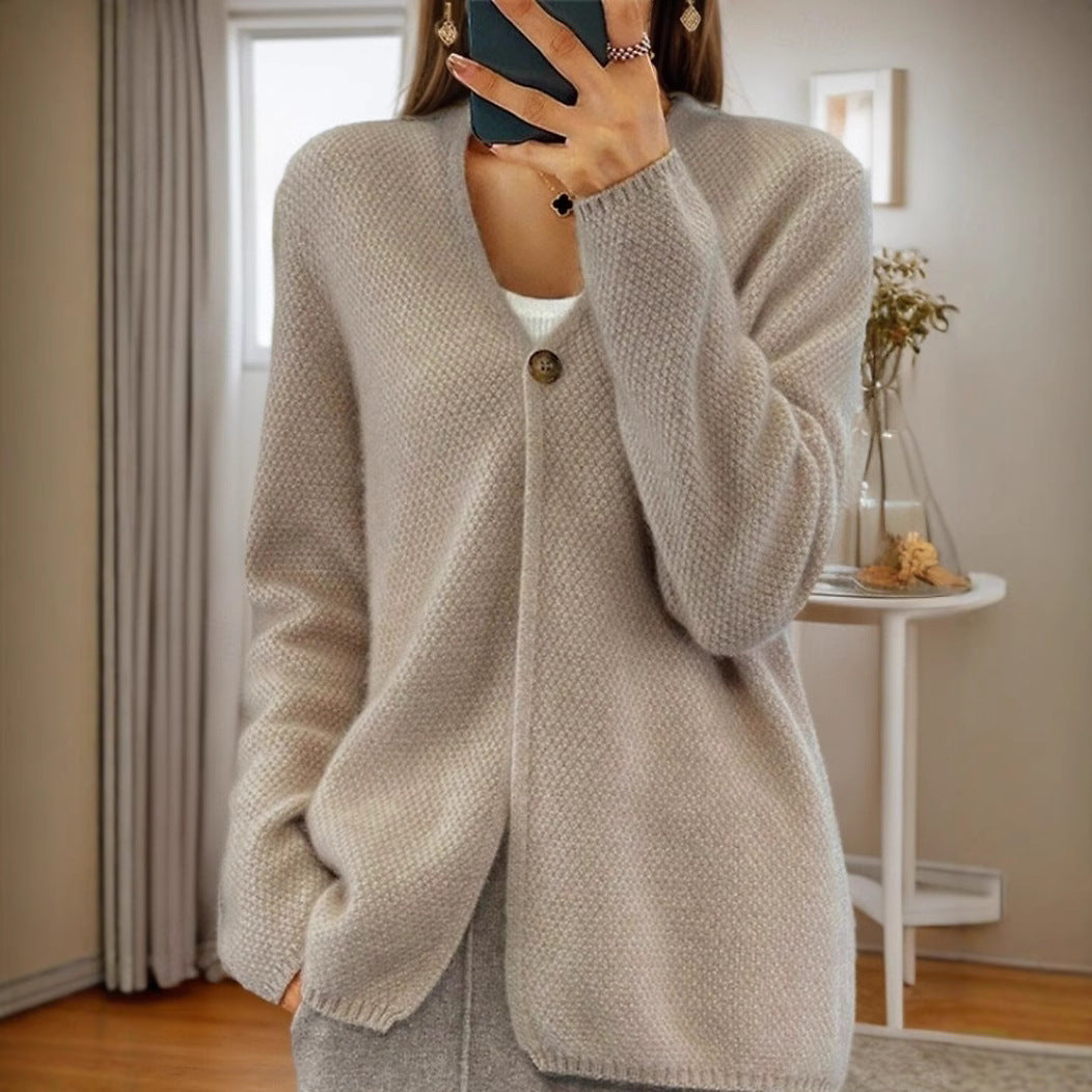 Damen Strickjacke mit feinem Texturmuster und Knopfdetail Stalluxe