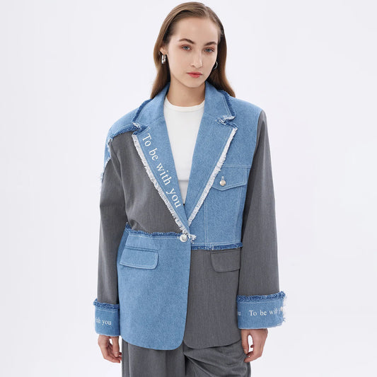 Damen Modischer Blazer mit lässigen Denim-Akzenten und eleganten Details Stalluxe