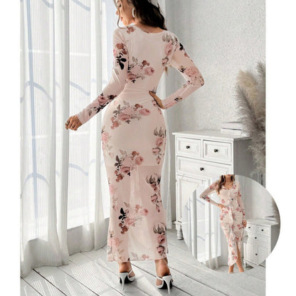 Damen Kleid mit Raffung und Blumenmuster Stalluxe