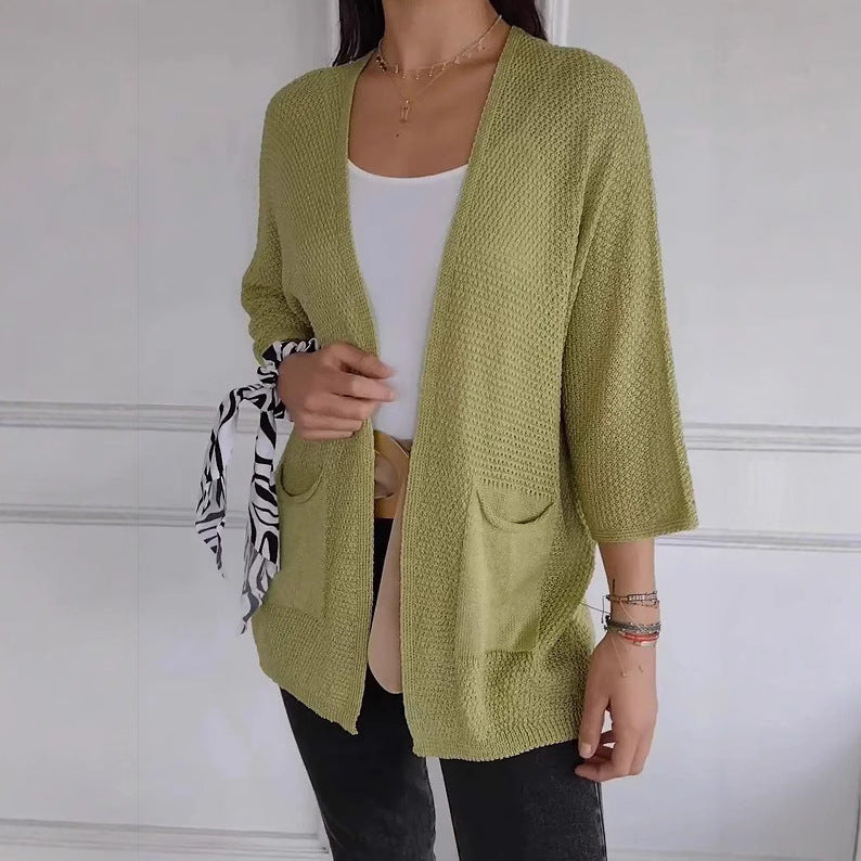 Damen luftiger Strick-Cardigan mit Taschen und weitem Schnitt Stalluxe