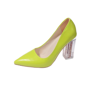 Damen Elegante High Heel Pumps mit transparentem Blockabsatz Stalluxe