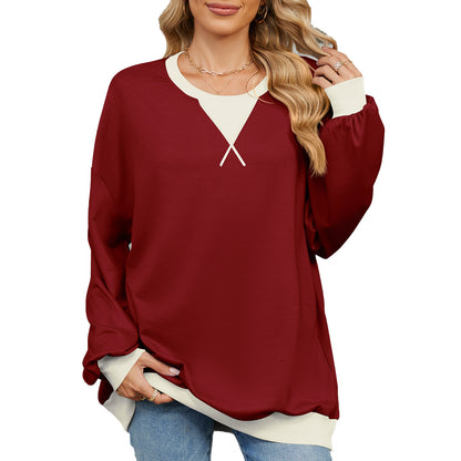 Damen lässiges Oversized Sweatshirt mit modernem V-Ausschnitt und eleganten Ärmelbündchen Stalluxe