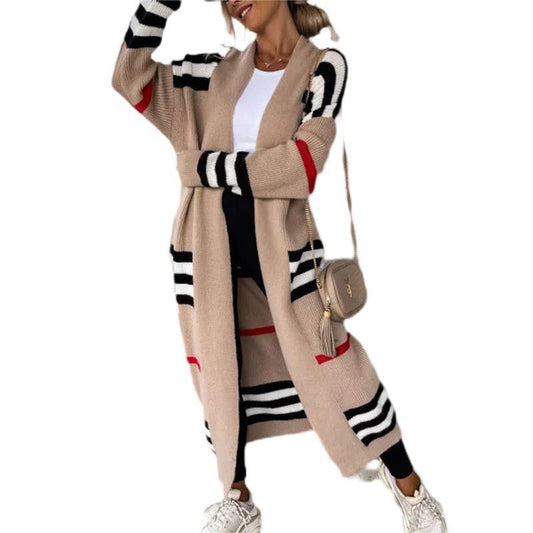 Damen Langstrickjacke im trendigen Streifenmuster Stalluxe