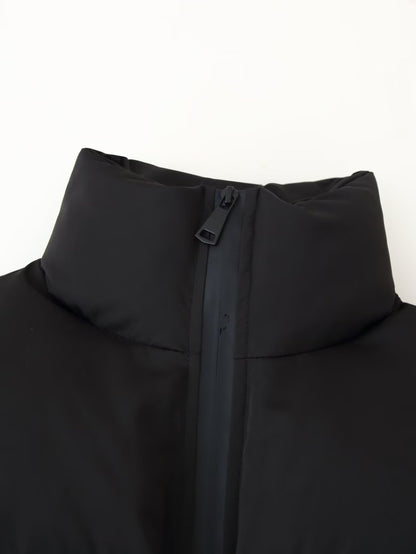Damen modische cropped Steppjacke mit hohem Kragen und elastischem Saum Stalluxe