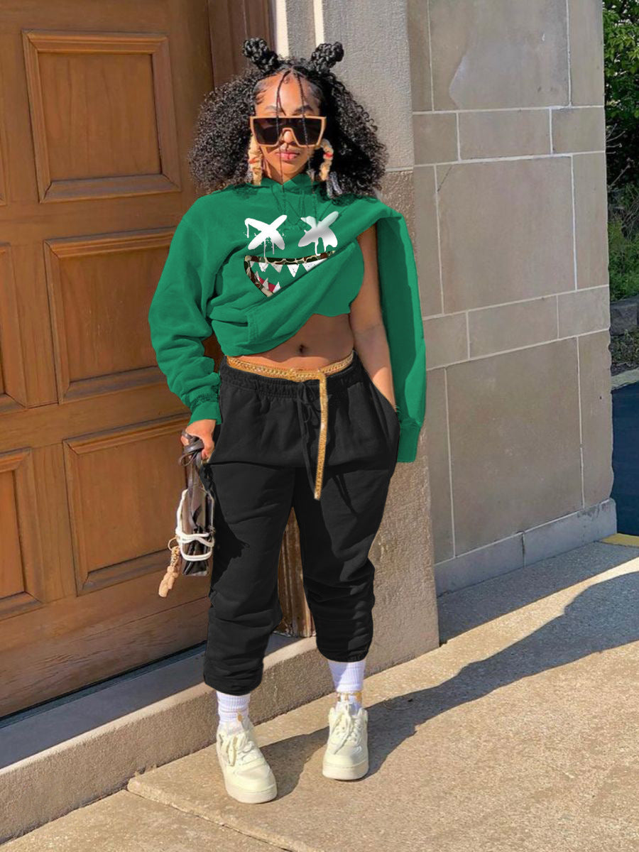 Damen Kapuzenpullover und Jogginghose Set mit kreativem Motiv Stalluxe