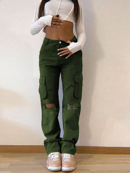 Damen lässige Cargo-Jeans mit tiefen Taschen und trendigem Design Stalluxe