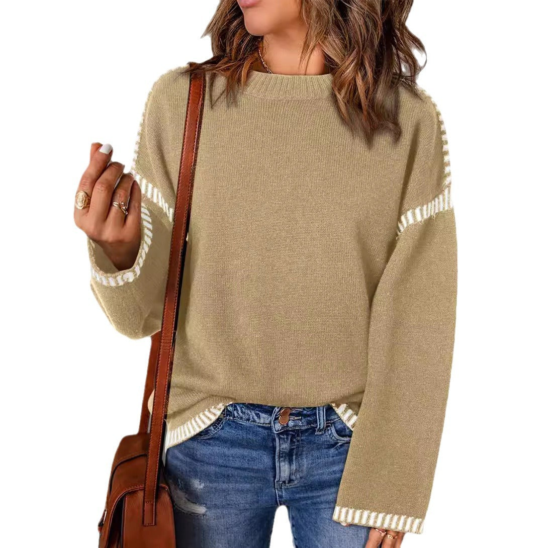 Damen lässiger Pullover mit Streifenakzenten Stalluxe