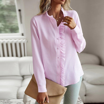 Damen charmante Bluse mit Rüsche Stalluxe