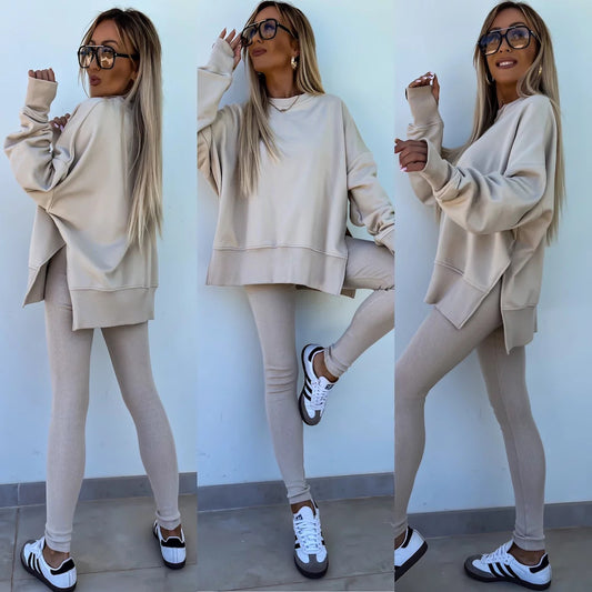 Damen Oversized Sweatshirt mit hoch geschnittenen Leggings Stalluxe