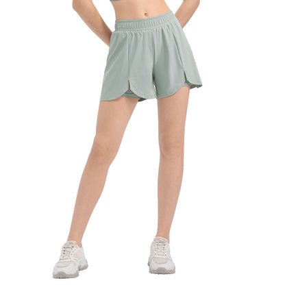 Damen Sportliche Laufshorts mit modischen Schlitzen und elastischem Bund Stalluxe