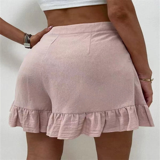 Damen Volant-Shorts mit elastischem Bund und seitlichen Taschen Stalluxe