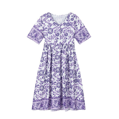 Damen Sommerkleid mit floralem Druck und halbärmeligem Design Stalluxe