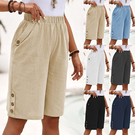 Damen Luftige Shorts mit praktischen Knopfdetails Stalluxe