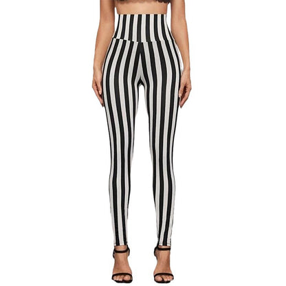 Damen Hochtaillierte Leggings mit grafischem Streifenmuster und figurformendem Schnitt Stalluxe