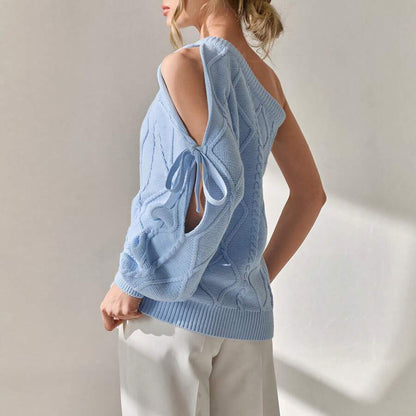 Damen Strickpullover mit asymmetrischen Cut-Out-Details und elegantem Rippdesign Stalluxe
