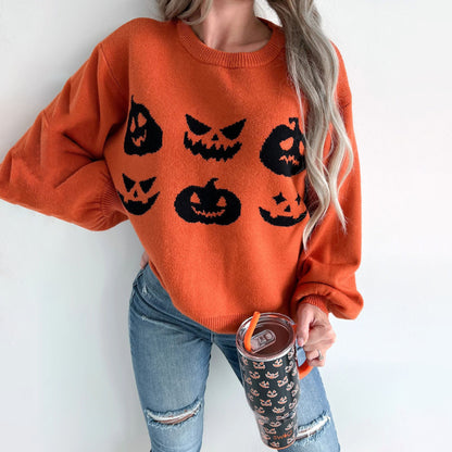 Damen Oversized Pullover mit fröhlichem Halloween-Motiv Stalluxe