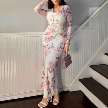 Damen elegantes und florales Maxikleid Stalluxe