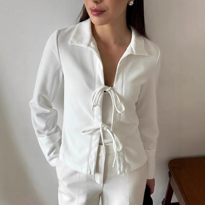 Damen modische Waffelstruktur Bluse Stalluxe