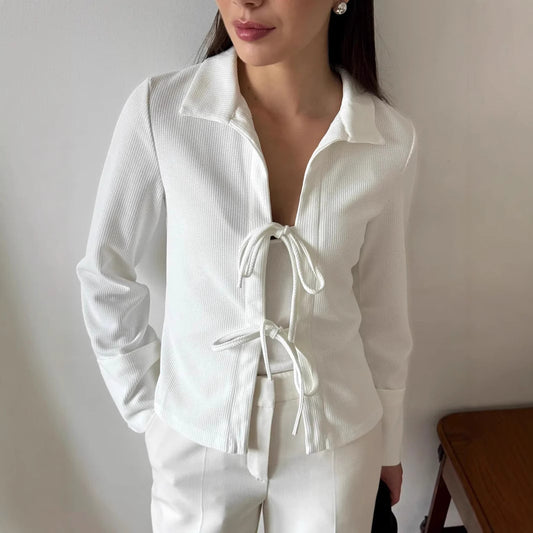 Damen modische Waffelstruktur Bluse Stalluxe
