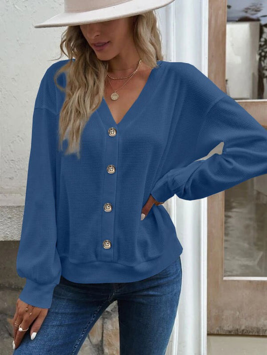 Damen lässige Strickjacke mit Knopfleiste Stalluxe