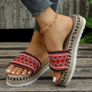 Damen Espadrilles mit modischem Textil-Obermaterial und komfortabler Sohle Stalluxe Rot