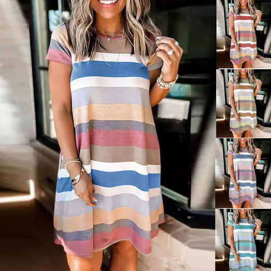 Damen Legeres Freizeitkleid mit Streifenmuster Stalluxe