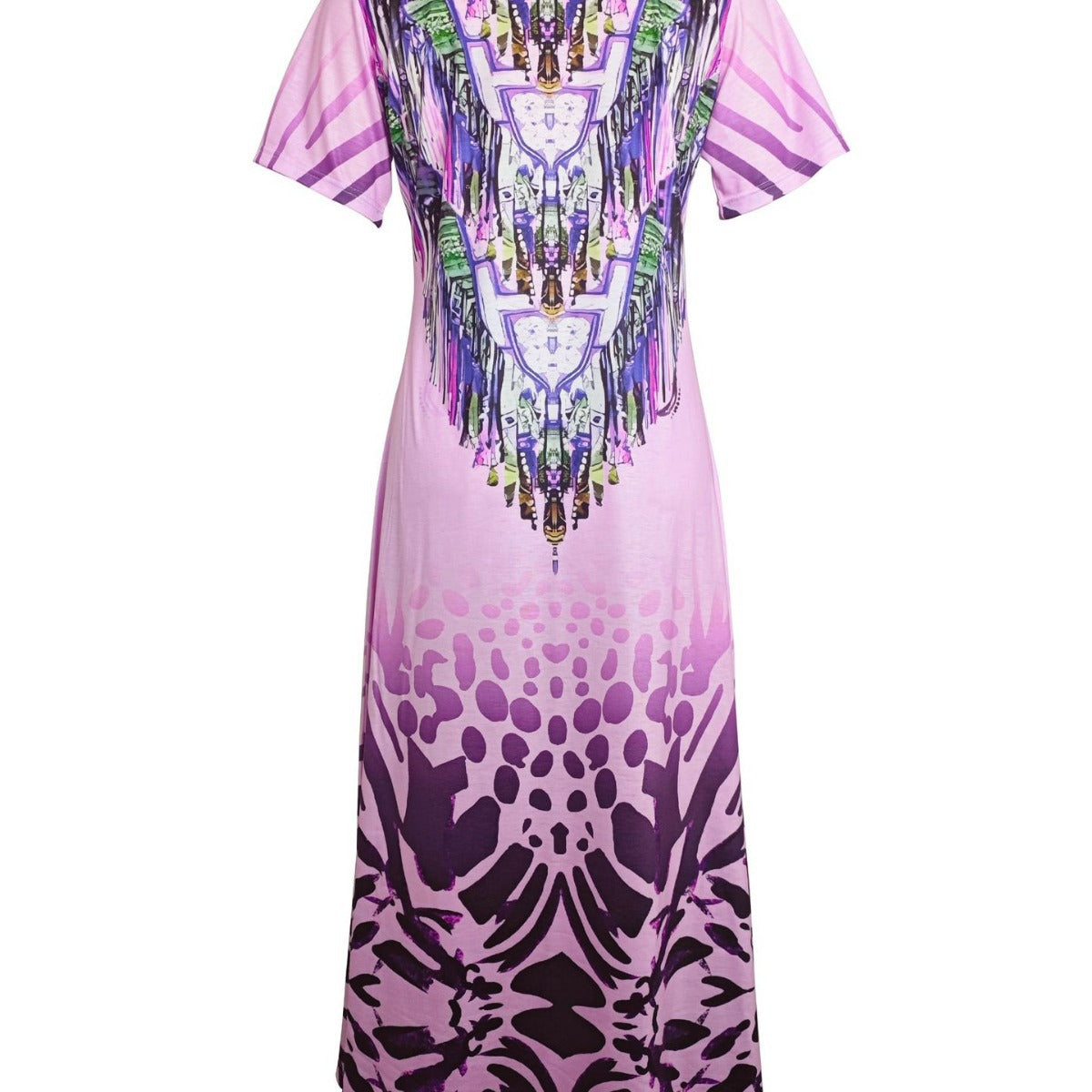 Damen Strandmaxikleid mit einzigartigem Ethno-Design und seitlichen Schlitzen Stalluxe