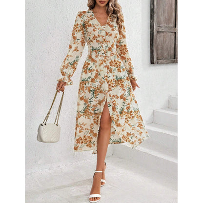 Damen Maxikleid mit elegantem Schnitt und floralem Design Stalluxe