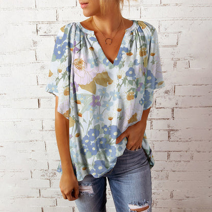 Damen Leichte Blumenmuster Bluse Stalluxe