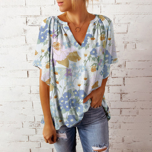 Damen Leichte Blumenmuster Bluse Stalluxe