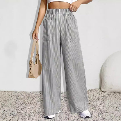 Damen weite Plissee-Hose mit elastischem Bund und praktischen Seitentaschen Stalluxe