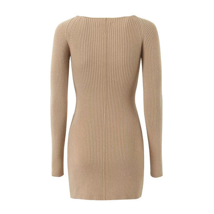 Damen figurbetontes Rippkleid mit Cut-Out-Details und langen Ärmeln Stalluxe