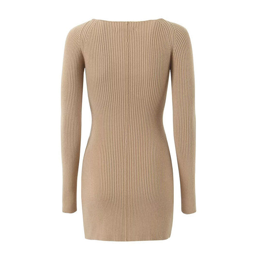 Damen figurbetontes Rippkleid mit Cut-Out-Details und langen Ärmeln Stalluxe