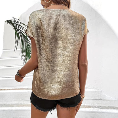 Damen Elegantes V-Ausschnitt-Oberteil mit funkelndem Finish Stalluxe
