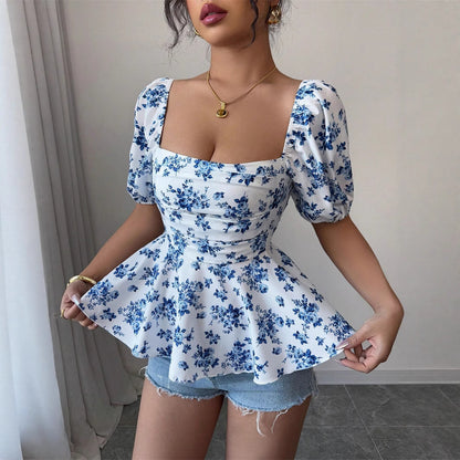 Damen Bluse mit Volant und floralem Design Stalluxe