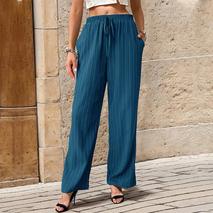 Damen entspannte Palazzo-Hose mit elastischem Bund und seitlichen Taschen Stalluxe