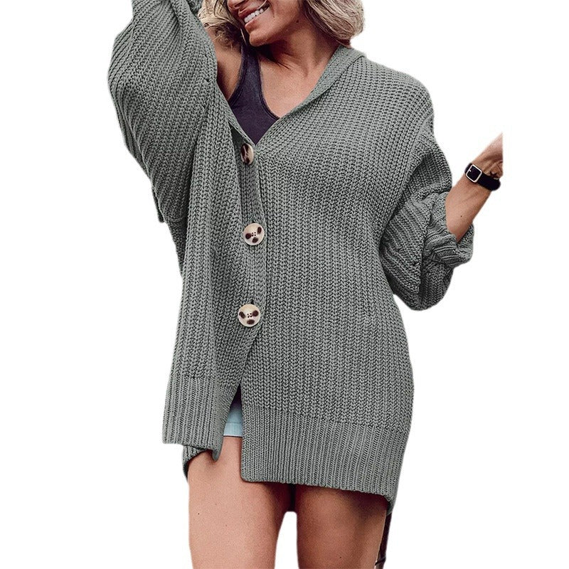 Damen Grobstrickjacke mit weiten Ärmeln und Kapuze Stalluxe