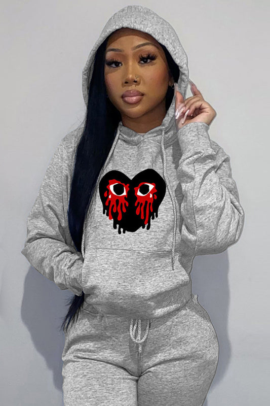 Damen Sportlicher Kapuzenpullover mit kreativem Herzmotiv Stalluxe