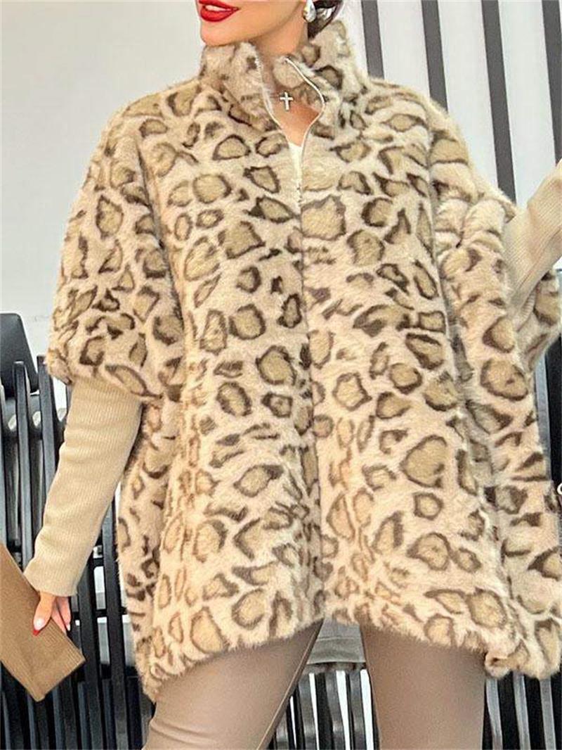 Damen Kuschel-Fleece-Poncho im Leopardenmuster Stalluxe