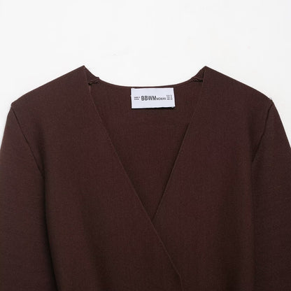 Damen elegante Wickeljacke mit Taillengürtel Stalluxe
