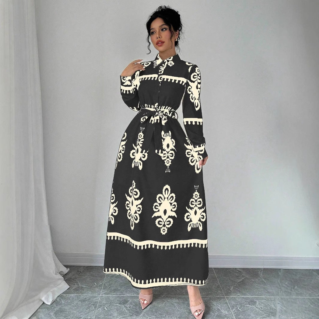 Damen Maxikleid mit Vintage-Muster Stalluxe