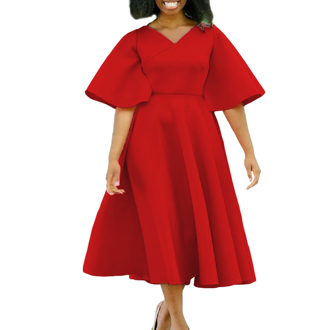 Damen Wickelkleid mit fließendem Schnitt und voluminösen Ärmeln Stalluxe