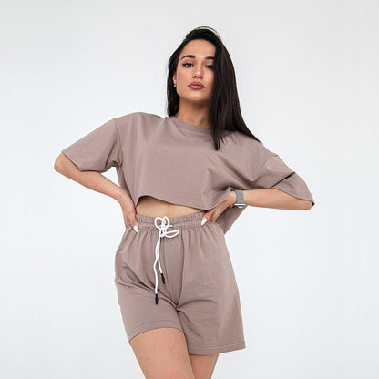 Damen lässiges Crop-Top und Shorts Set Stalluxe