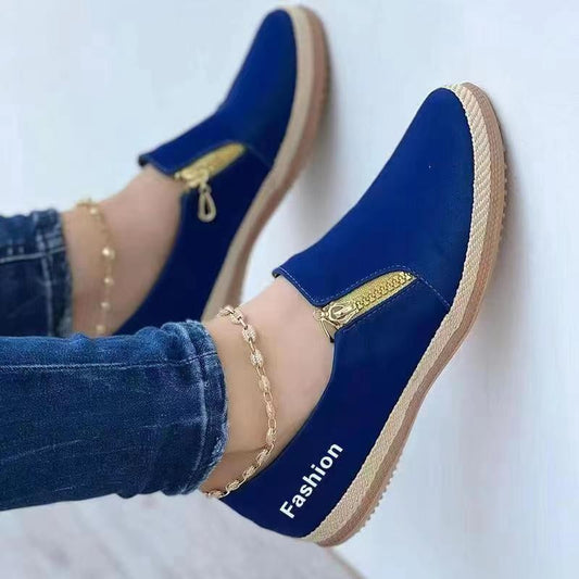 Damen modische Slip-On Schuhe mit dekorativem Reißverschluss Stalluxe