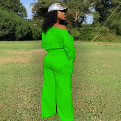 Damen lässiges Set aus weit geschnittenem Oberteil und Jogginghose mit flexibler Taille Stalluxe